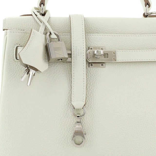 Hermes Kelly Handbag Light Togo with Palladium Hardware 25