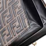 Fendi Kan U Shoulder Bag Zucca Embossed Leather Small