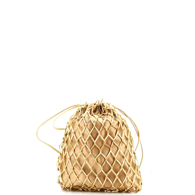 Prada Fishnet Chain Crossbody Bag Woven Leather and Satin