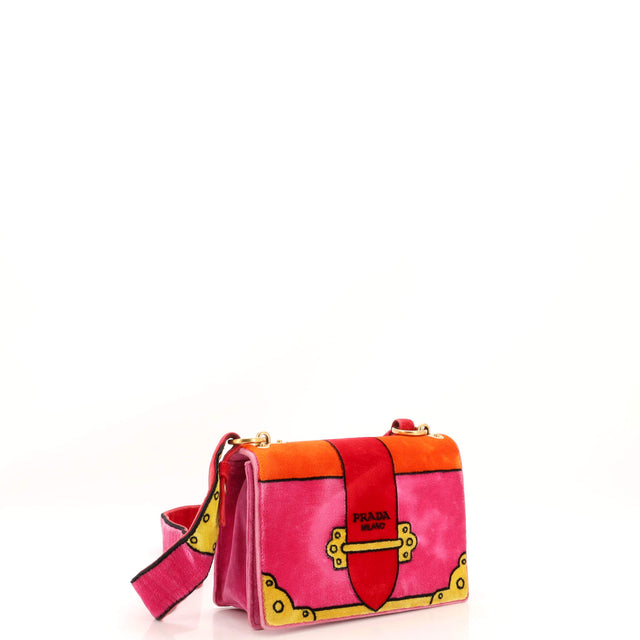 Prada Cahier Crossbody Bag Printed Velvet Small