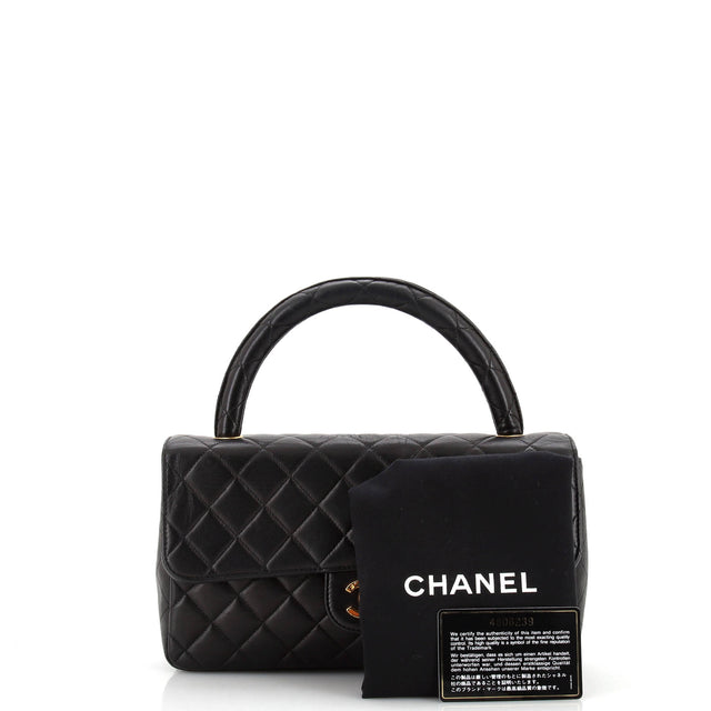 Chanel Vintage Twin Top Handle Flap Bag Quilted Lambskin Medium