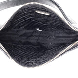 Prada Triangle Logo Zip Chain Crossbody Bag Embossed Leather Small