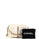 Chanel Logo Twin Pockets Chain Camera Case Quilted Calfskin Small