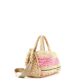 Prada Canapa Convertible Tote Raffia Crochet Small