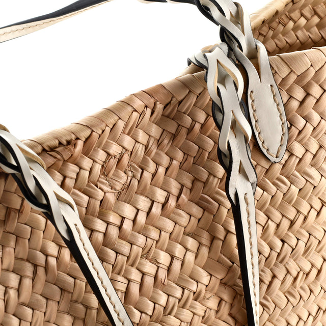 Prada Basket Tote Raffia with Leather Small