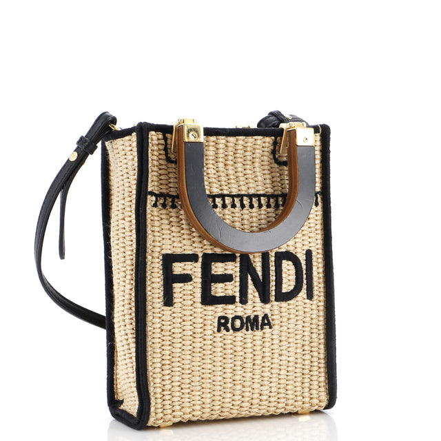 Fendi Sunshine Shopper Tote Straw Mini