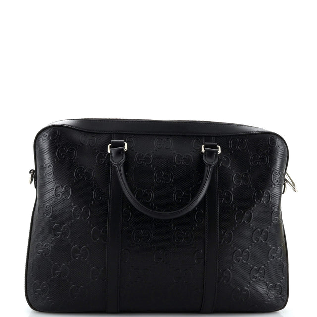 Gucci Briefcase GG Embossed Perforated Leather Medium
