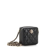 Chanel Diamond Resin Square Clutch with Chain Quilted Caviar