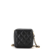 Chanel Diamond Resin Square Clutch with Chain Quilted Caviar