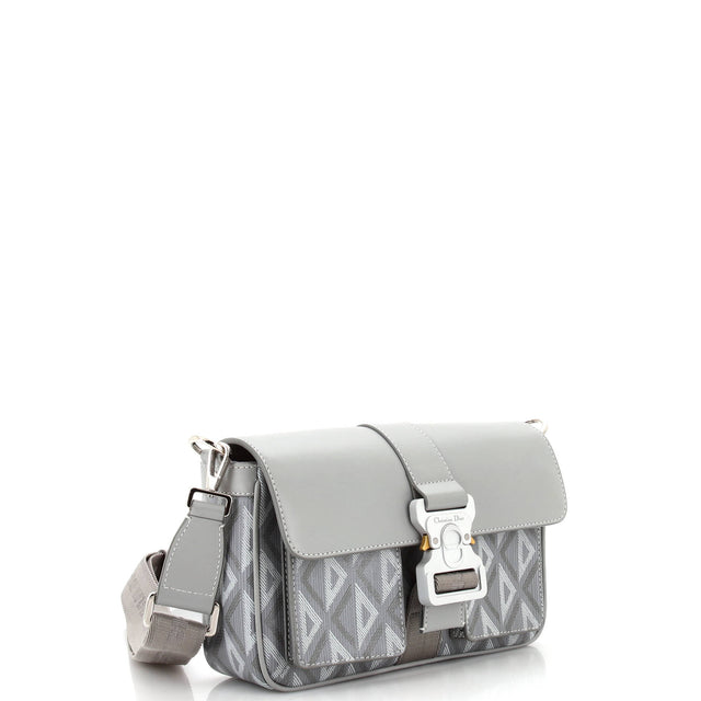 Christian Dior Hit the Road Flap Crossbody Bag CD Diamond Coated Canvas and Leather Small