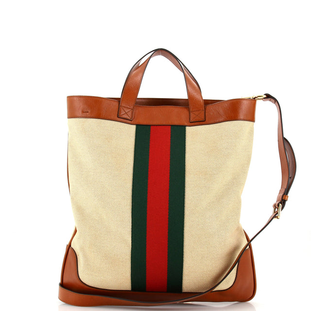 Gucci Shopping Tote Vintage Web Canvas Large