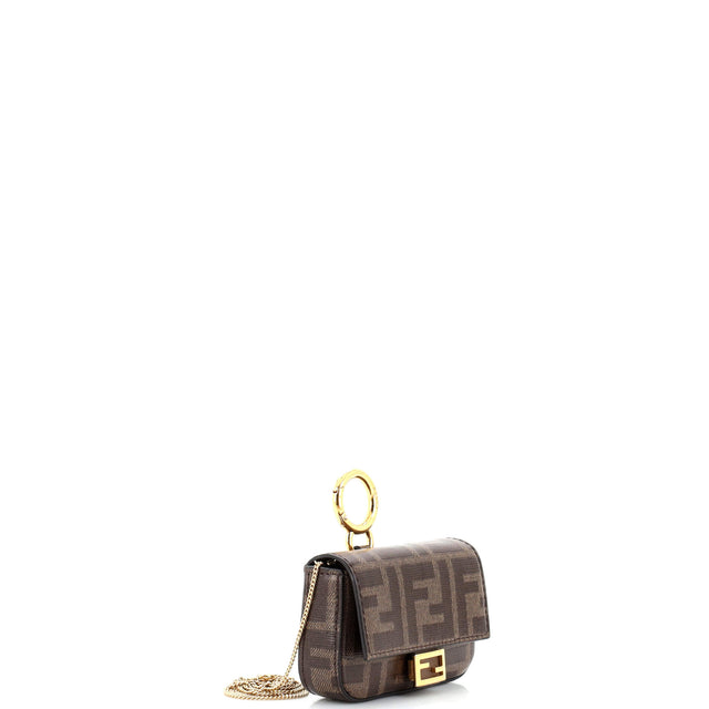 Fendi Chain Baguette Charm Bag Zucca Coated Canvas Nano