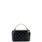 Chanel Pick Me Up Logo Handle Vanity Case with Chain Quilted Lambskin Small