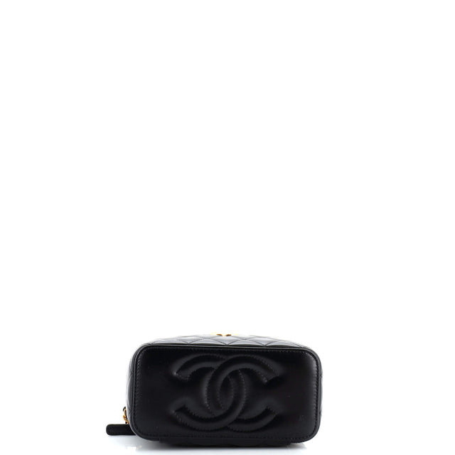 Chanel Pick Me Up Logo Handle Vanity Case with Chain Quilted Lambskin Small
