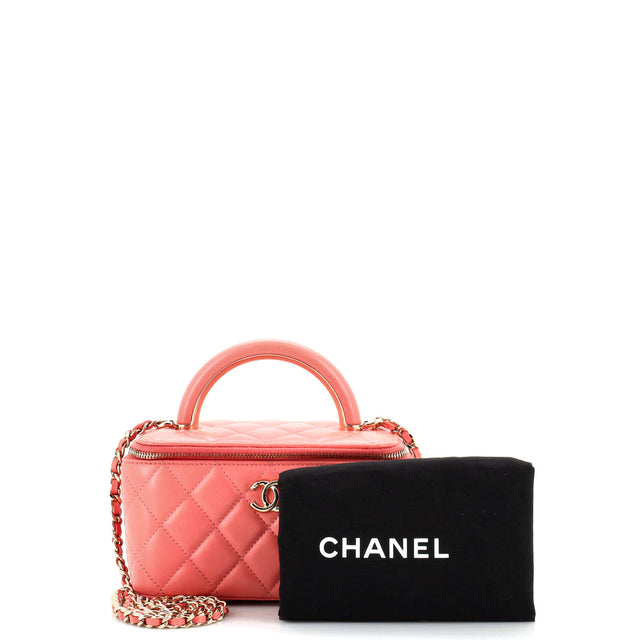 Chanel Charming Handle Vanity Case with Chain Quilted Lambskin Small