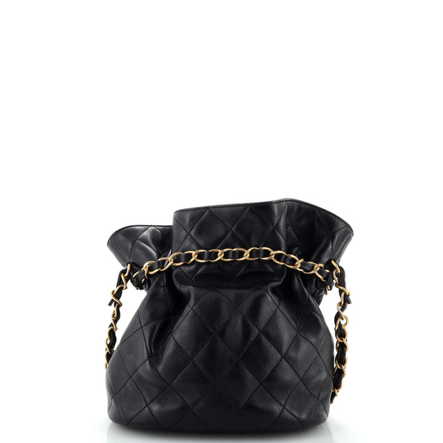 Chanel CC Turnlock Medallion Chain Bucket Bag Quilted Lambskin Small