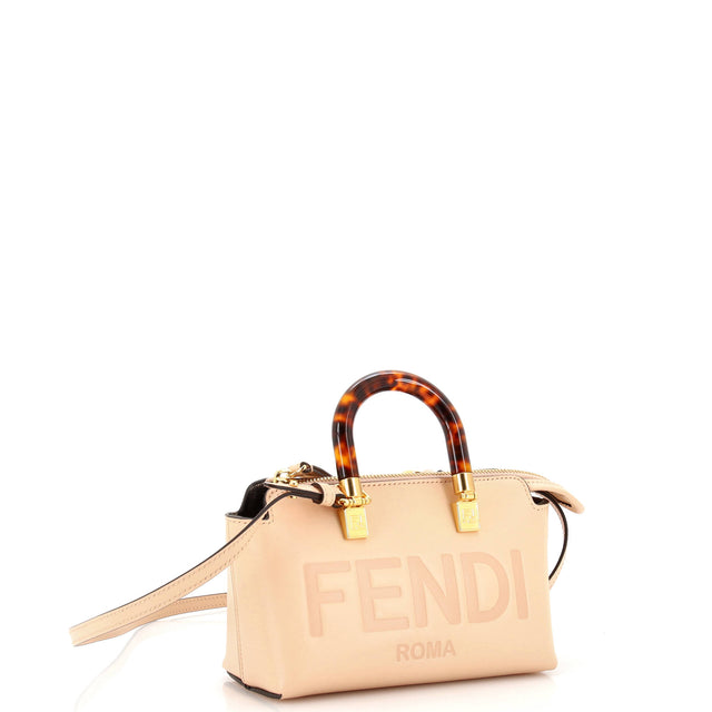 Fendi Logo By The Way Top Handle Bag Embossed Leather Mini