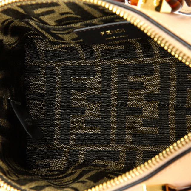 Fendi Logo By The Way Top Handle Bag Embossed Leather Mini