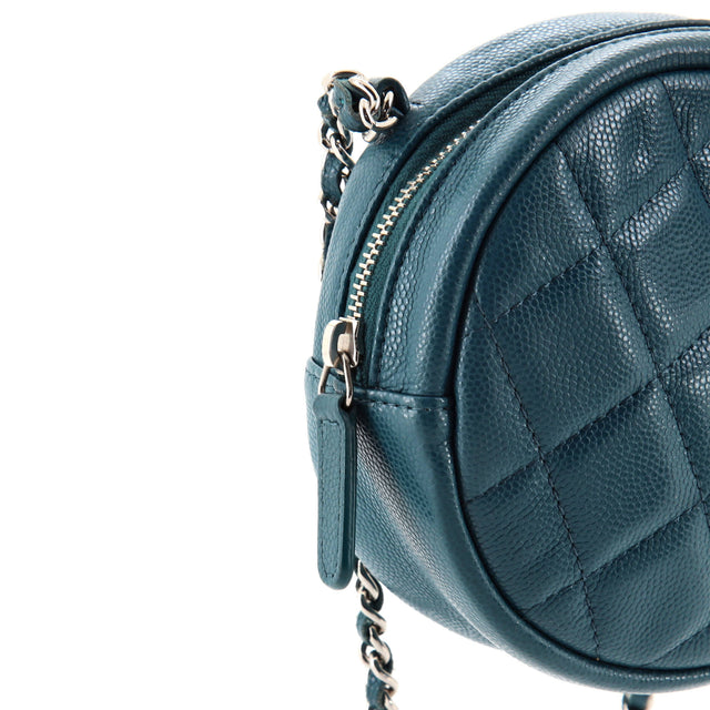 Chanel Round Clutch with Chain Quilted Caviar Mini