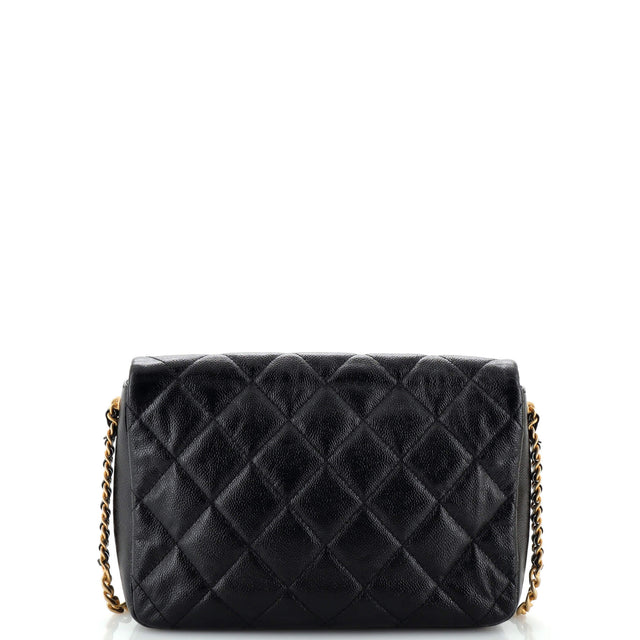 Chanel Chain Melody Flap Bag Quilted Caviar Medium