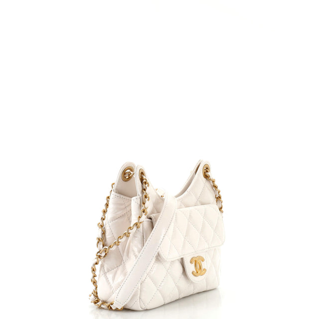 Chanel Wavy CC Hobo Quilted Crumpled Calfskin Small