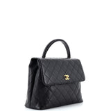 Chanel Vintage Classic Top Handle Flap Bag Quilted Caviar Jumbo