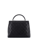 Chanel Vintage Classic Top Handle Flap Bag Quilted Caviar Jumbo