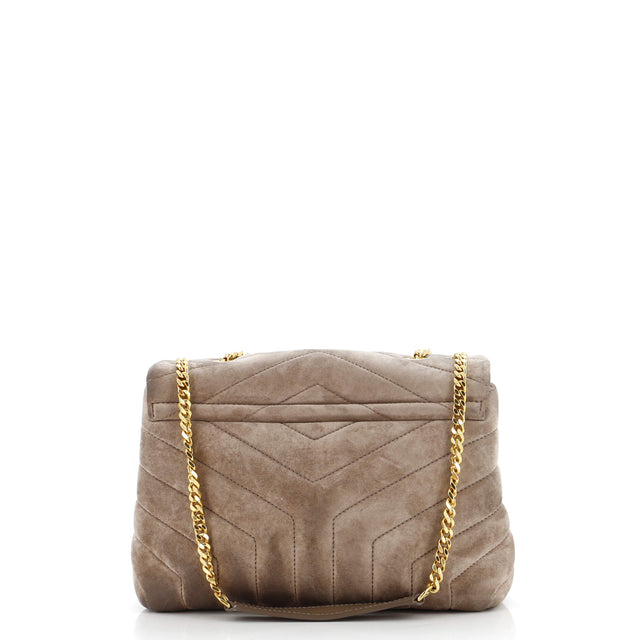 Saint Laurent Loulou Shoulder Bag Matelasse Chevron Suede Small