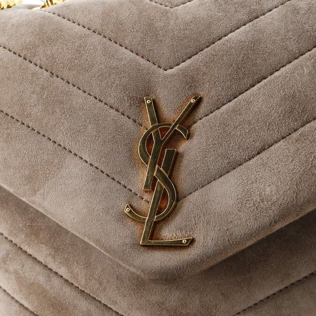 Saint Laurent Loulou Shoulder Bag Matelasse Chevron Suede Small