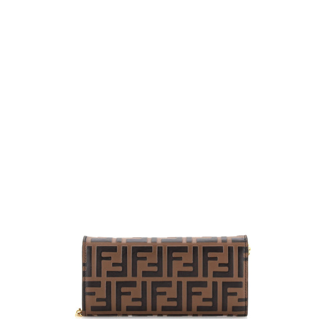 Fendi F is Fendi Continental Chain Wallet Zucca Embossed Leather