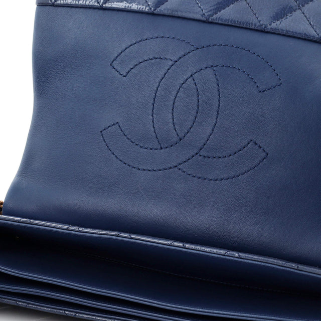 Chanel Envelope Lock 3 Accordion Bag Quilted Patent Goatskin Medium