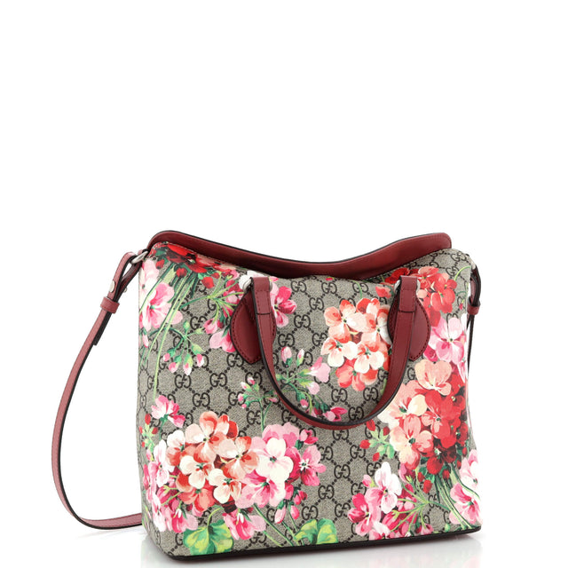 Gucci Signature Fold Over Tote Blooms Print GG Coated Canvas Medium