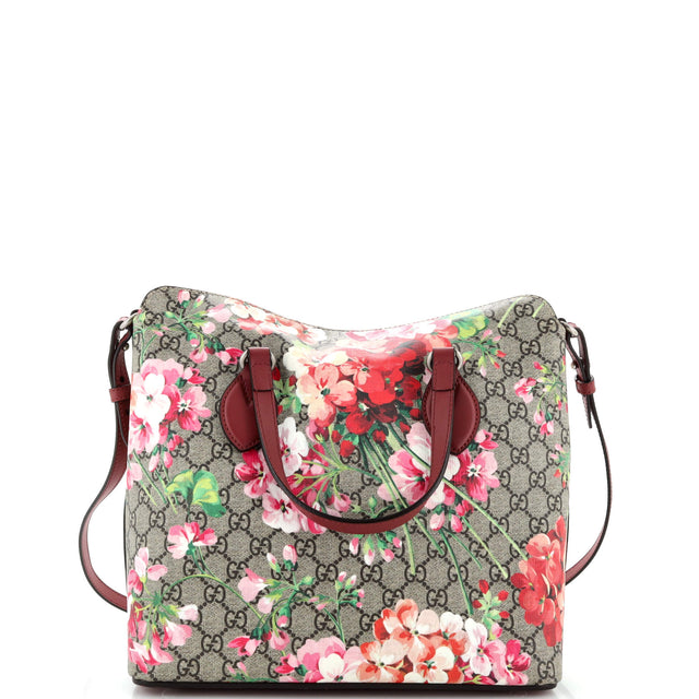 Gucci Signature Fold Over Tote Blooms Print GG Coated Canvas Medium