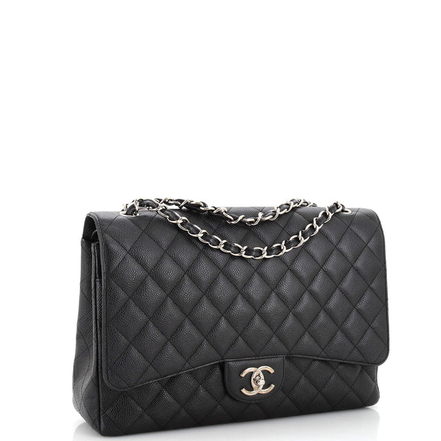 Chanel Classic Double Flap Bag Quilted Caviar Maxi