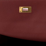 Hermes Kelly Handbag Red Clemence with Gold Hardware 32