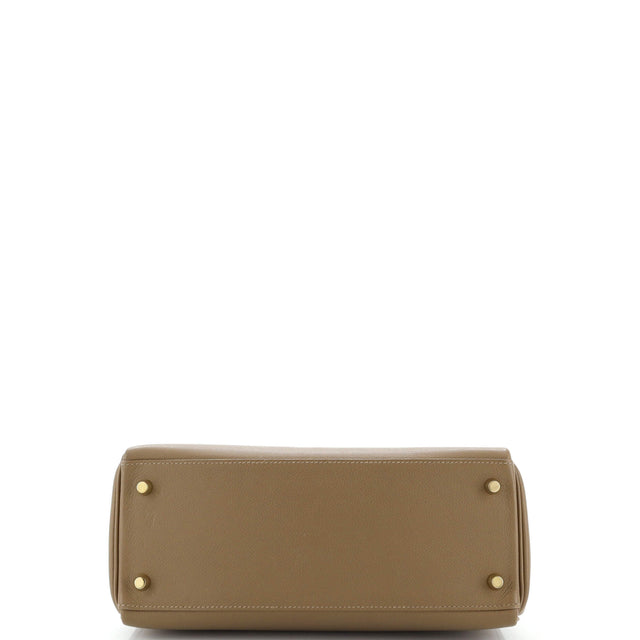 Hermes Kelly Handbag Brown Evercolor with Gold Hardware 28
