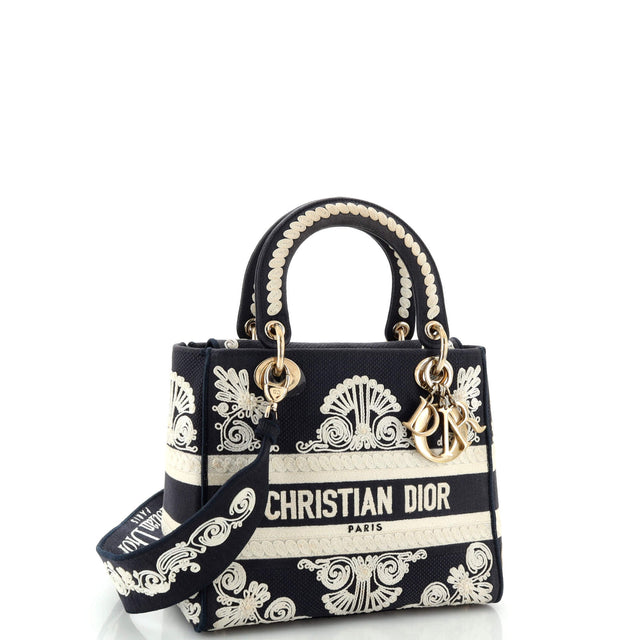 Christian Dior Lady D-Lite Bag Embroidered Canvas Medium