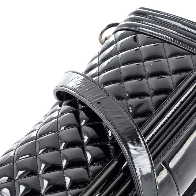 Chanel Boy Flap Bag Quilted Plexiglass Patent Old Medium