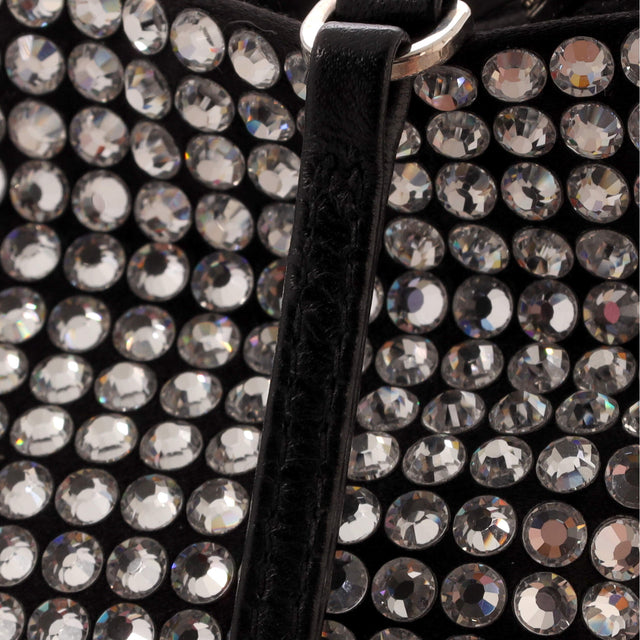Prada Chain Flat Tote Crystal Embellished Satin Mini