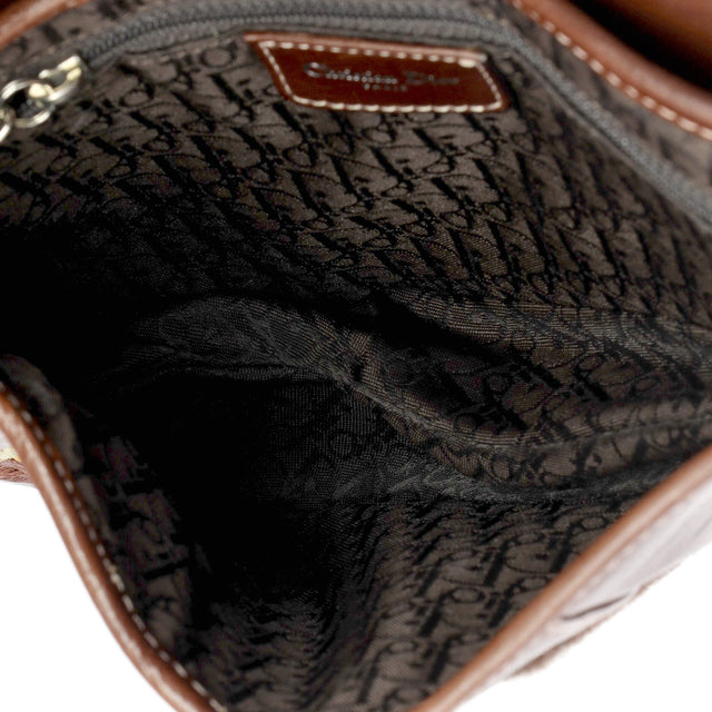 Christian Dior Vintage Saddle Bag Embroidered Leather Medium