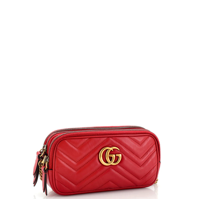 Gucci GG Marmont Chain Crossbody Bag Matelasse Leather Mini