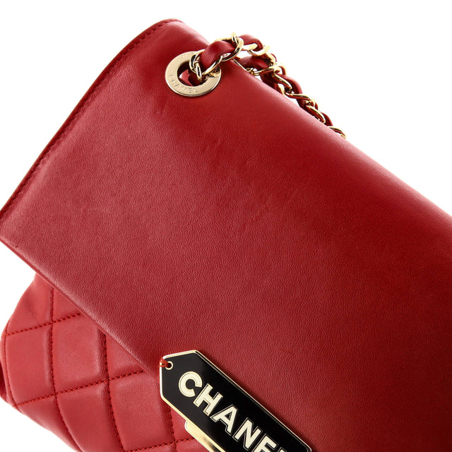 Chanel Retro Label Flap Bag Quilted Lambskin Large