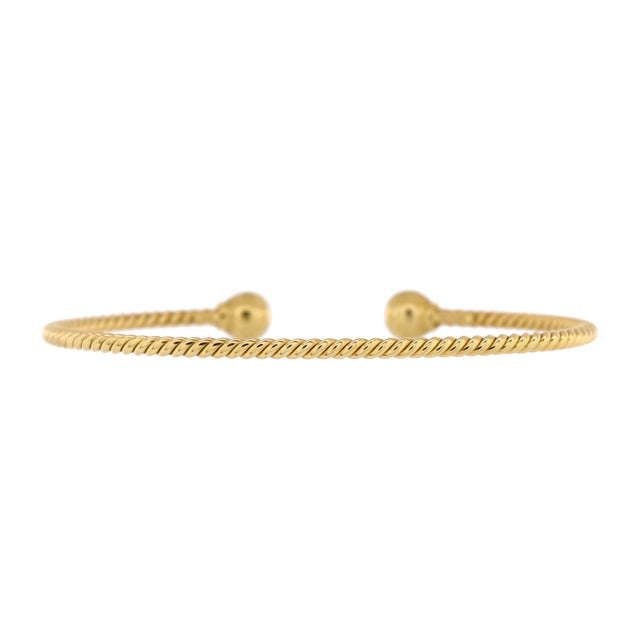 David Yurman Solari Cablespira Cuff Bracelet 18K Yellow Gold with Diamonds 2.3mm