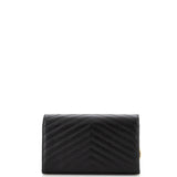 Saint Laurent Classic Monogram Wallet on Chain Matelasse Chevron Leather Medium