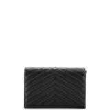 Saint Laurent Classic Monogram Wallet on Chain Matelasse Chevron Leather Small