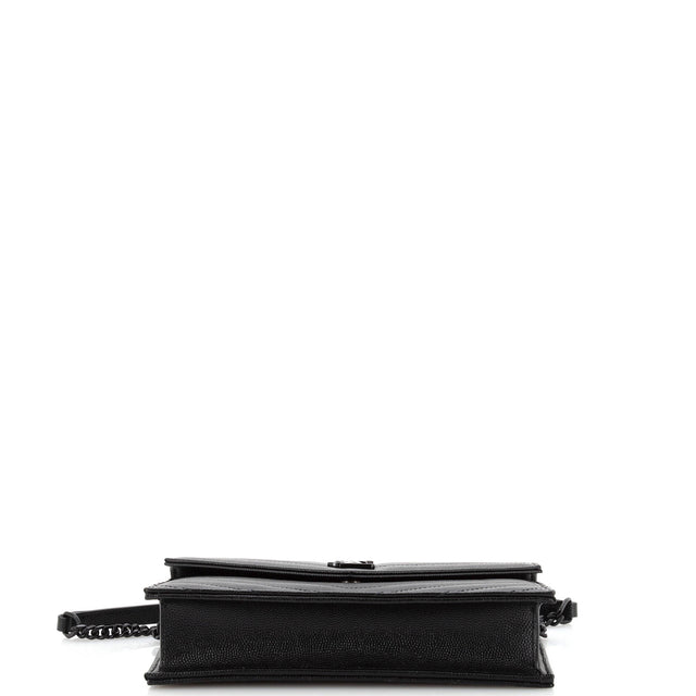 Saint Laurent Classic Monogram Wallet on Chain Matelasse Chevron Leather Small