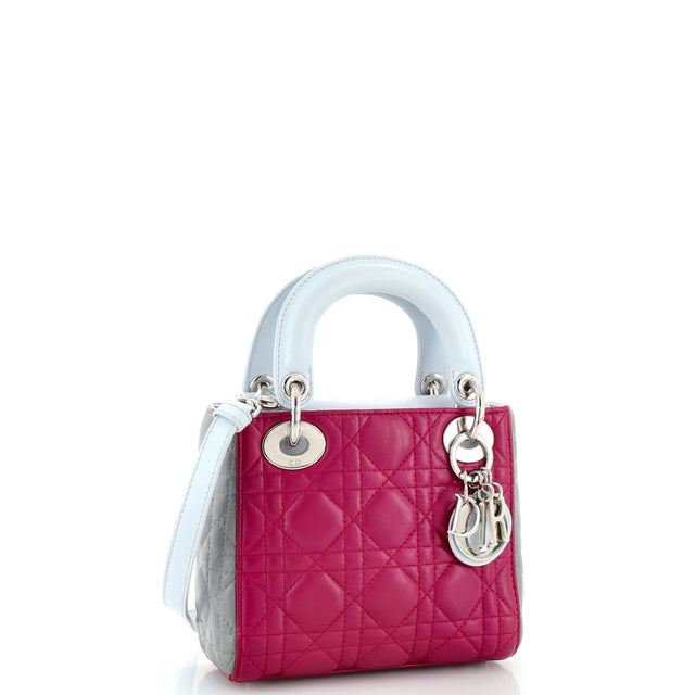 Christian Dior Tricolor Lady Dior Bag Cannage Quilt Leather Mini