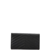 Saint Laurent Classic Monogram Flap Wallet Matelasse Chevron Leather Large