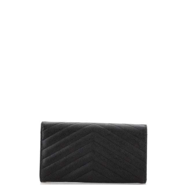 Saint Laurent Classic Monogram Flap Wallet Matelasse Chevron Leather Large