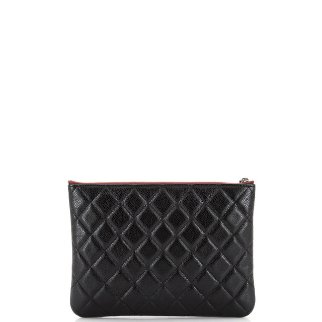 Chanel O Case Clutch Quilted Caviar Small